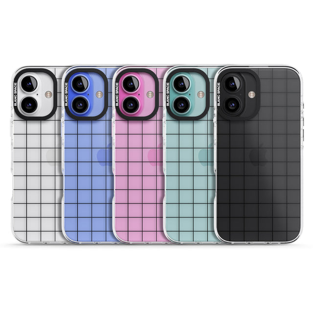 iPhone 16 Pro Max Simplistic Large Grid Pattern Black (Transparent) Black Impact Phone Case