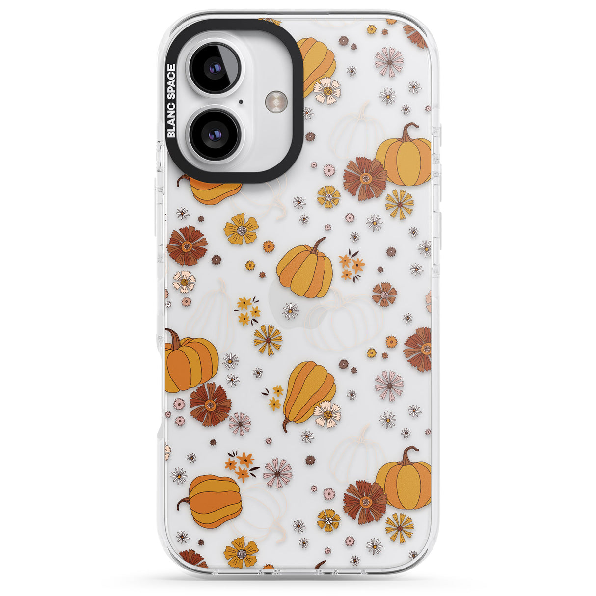 iPhone 16 Pro Max Halloween Pumpkins and Flowers Black Impact Phone Case