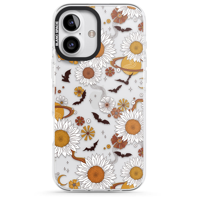 iPhone 16 Pro Max Halloween Bats and Planets Black Impact Phone Case