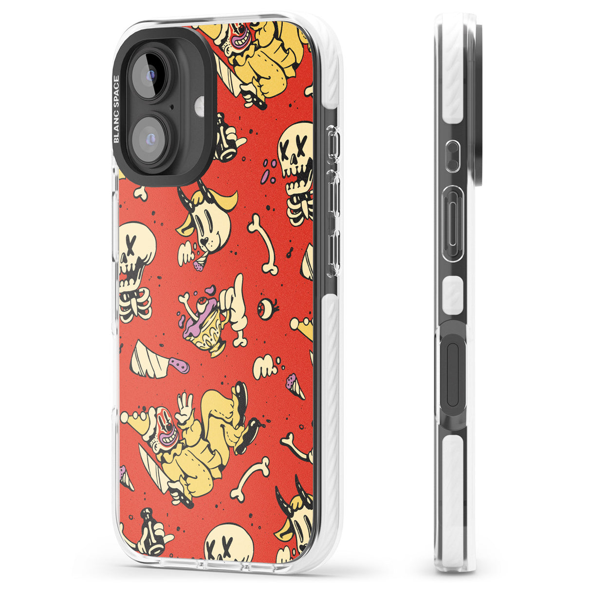 iPhone 16 Pro Max Red Retro Halloween Pattern Black Impact Phone Case