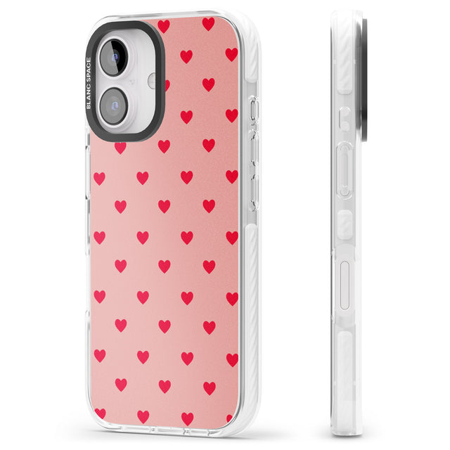 iPhone 16 Pro Max Small Heart Pattern: Red & Pink Black Impact Phone Case