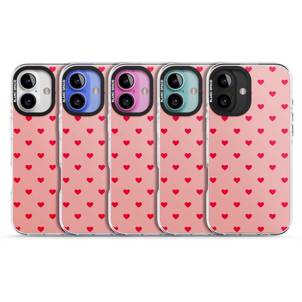 iPhone 16 Pro Max Small Heart Pattern: Red & Pink Black Impact Phone Case