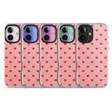 iPhone 16 Pro Max Small Heart Pattern: Red & Pink Black Impact Phone Case