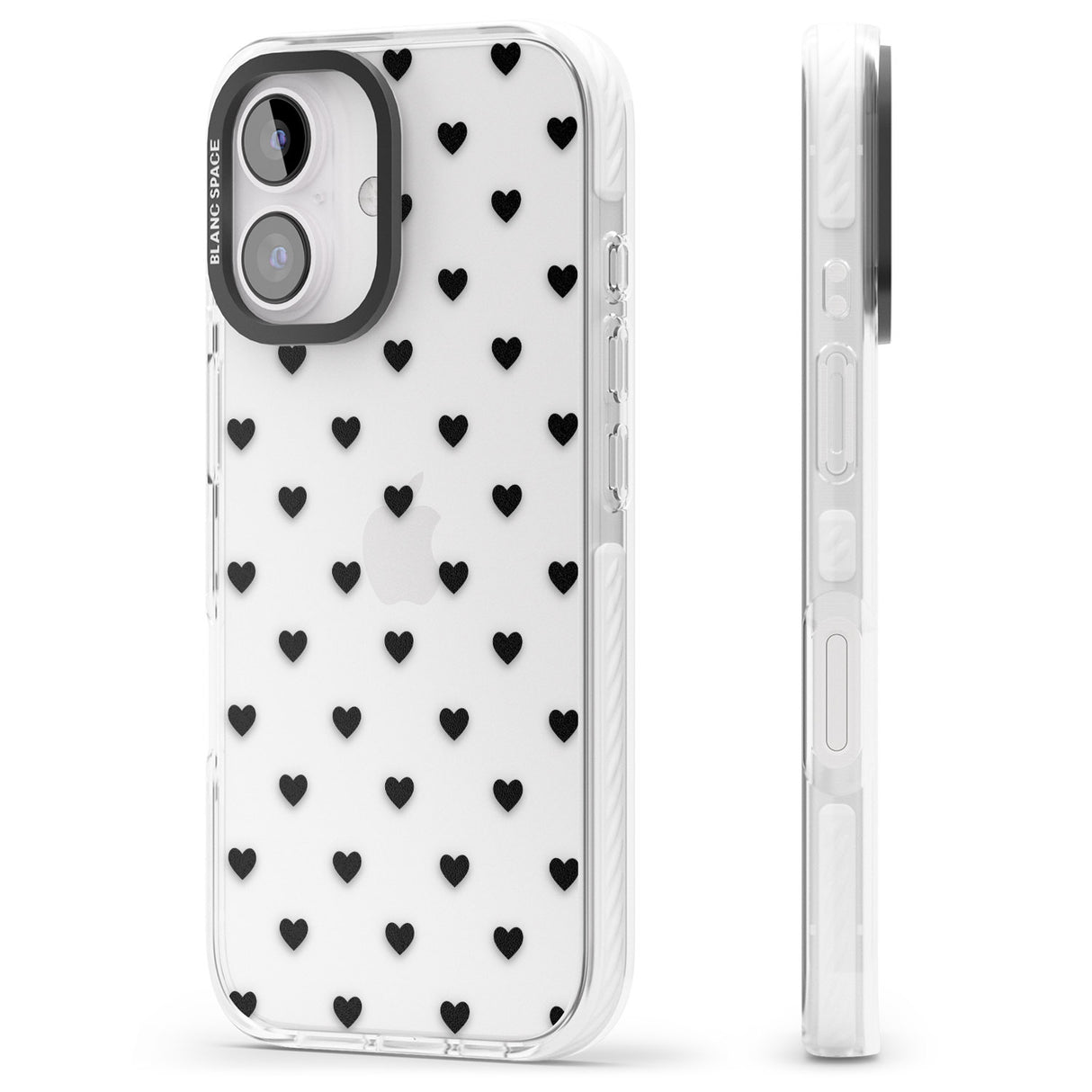 iPhone 16 Pro Max Small Heart Pattern: White & Black Impact Phone Case