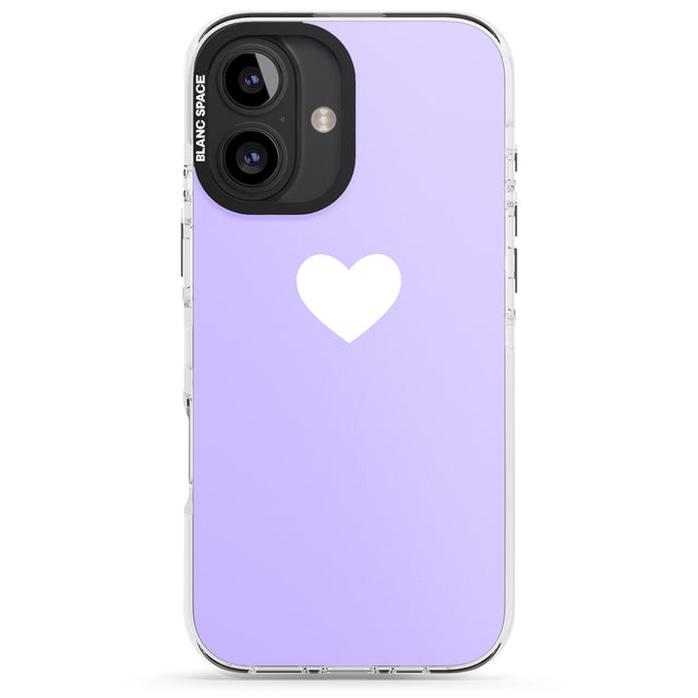 iPhone 16 Pro Max Single Heart White & Pale Purple Black Impact Phone Case