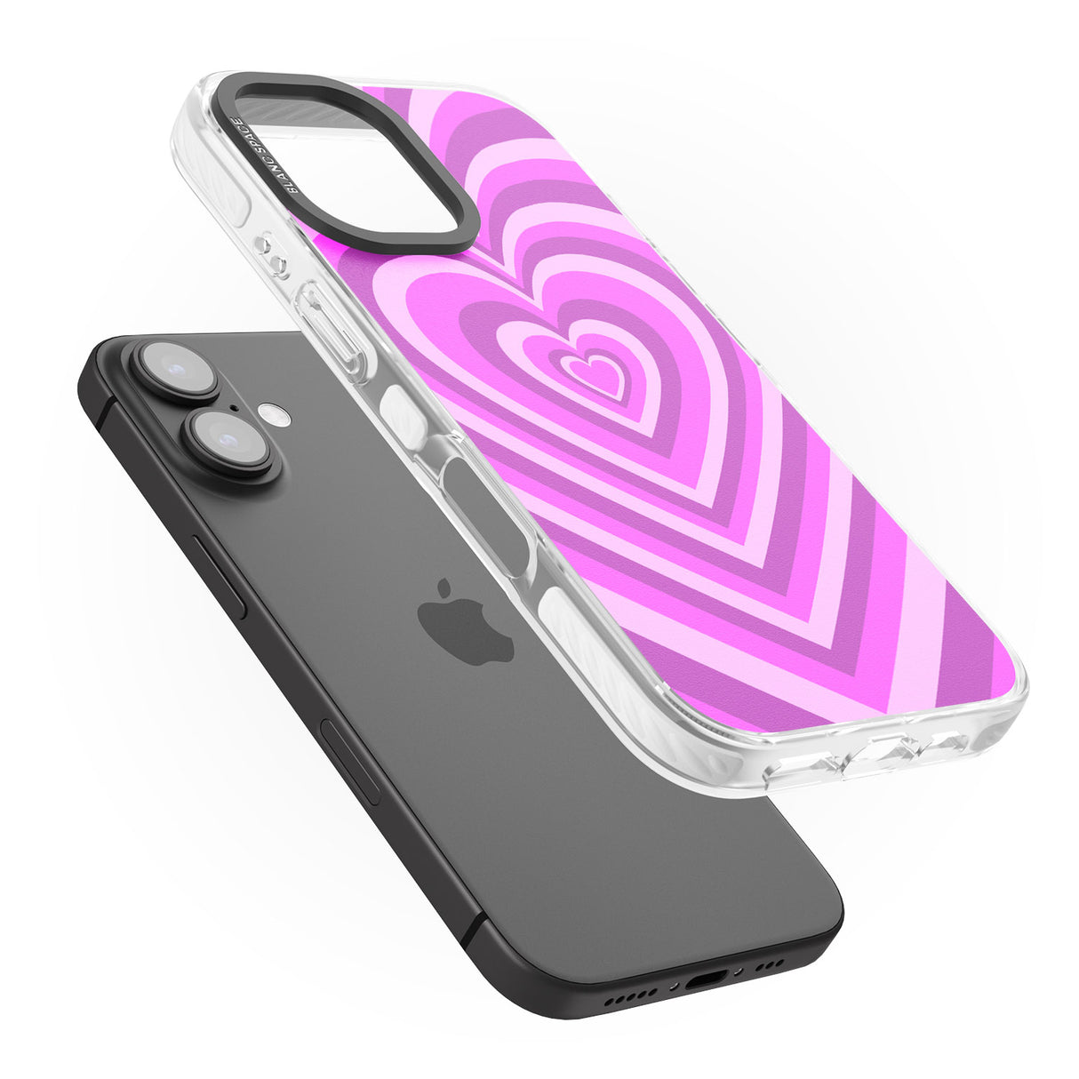 iPhone 16 Pro Max Pink Heart Illusion Black Impact Phone Case