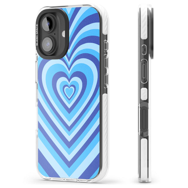 iPhone 16 Pro Max Blue Heart Illusion Black Impact Phone Case