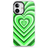 iPhone 16 Pro Max Green Heart Illusion Black Impact Phone Case