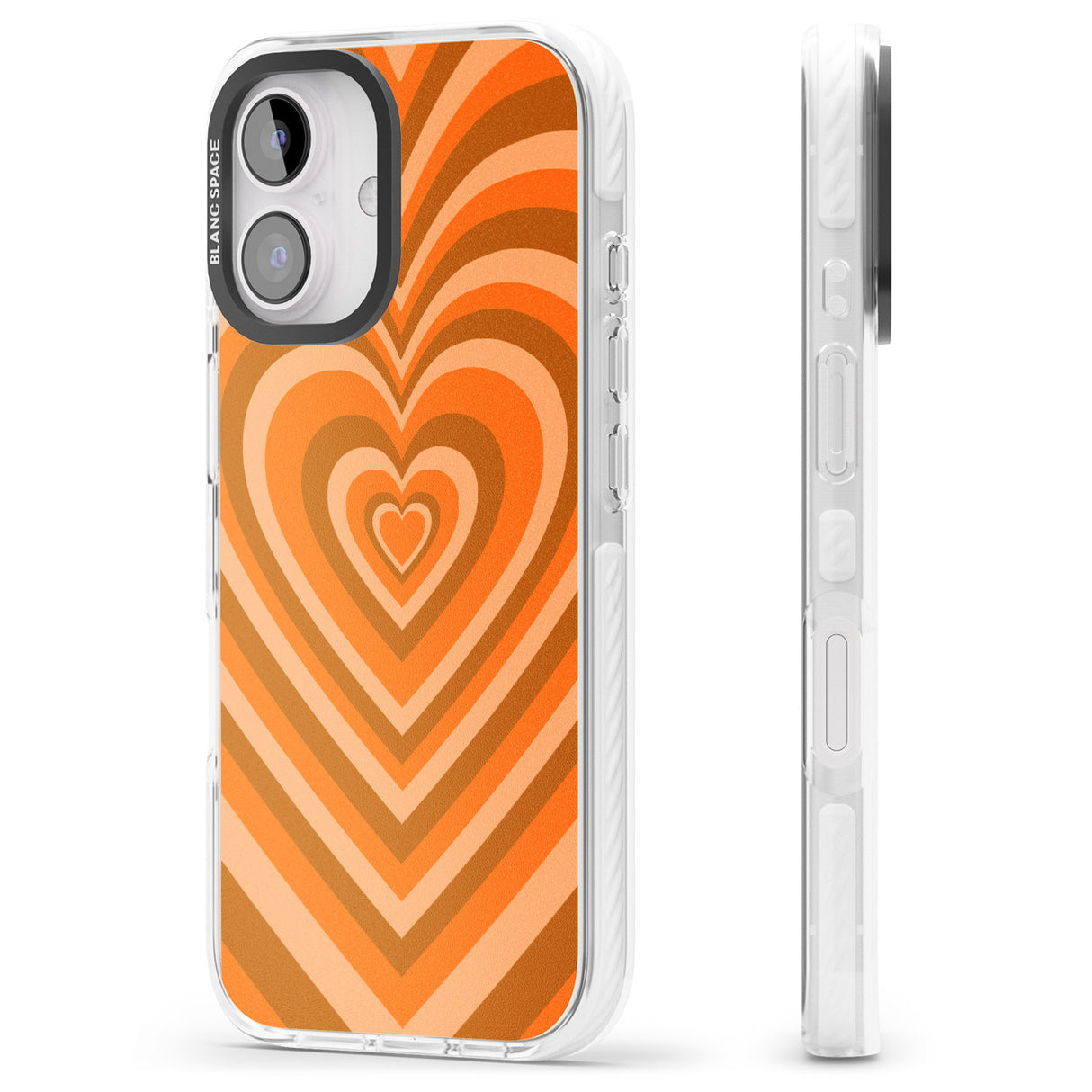 iPhone 16 Pro Max Orange Heart Illusion Black Impact Phone Case