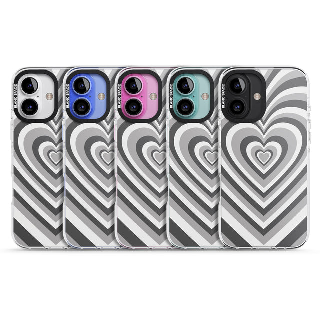 iPhone 16 Pro Max Monochrome Heart Illusion Black Impact Phone Case