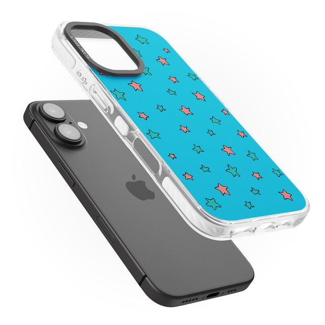 iPhone 16 Pro Max Blue Heartstopper Stars Pattern Black Impact Phone Case