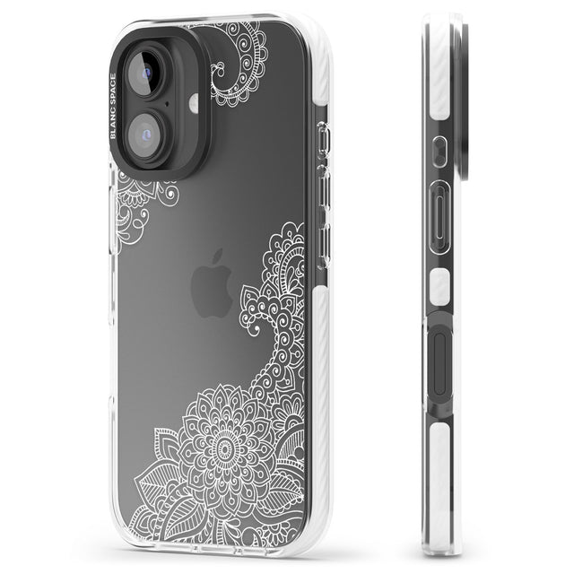 iPhone 16 Pro Max White Henna Botanicals Black Impact Phone Case