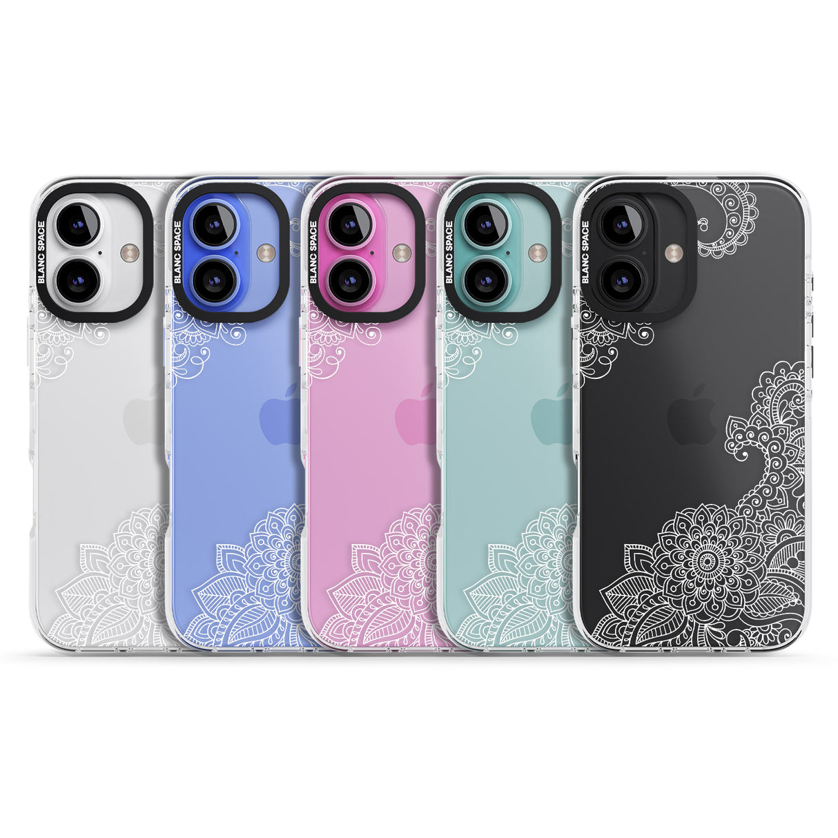 iPhone 16 Pro Max White Henna Botanicals Black Impact Phone Case