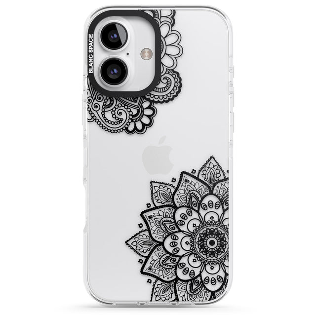 iPhone 16 Pro Max Black Henna Florals Black Impact Phone Case