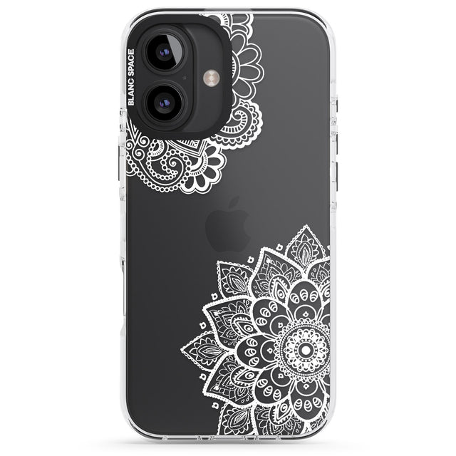 iPhone 16 Pro Max White Henna Florals Black Impact Phone Case