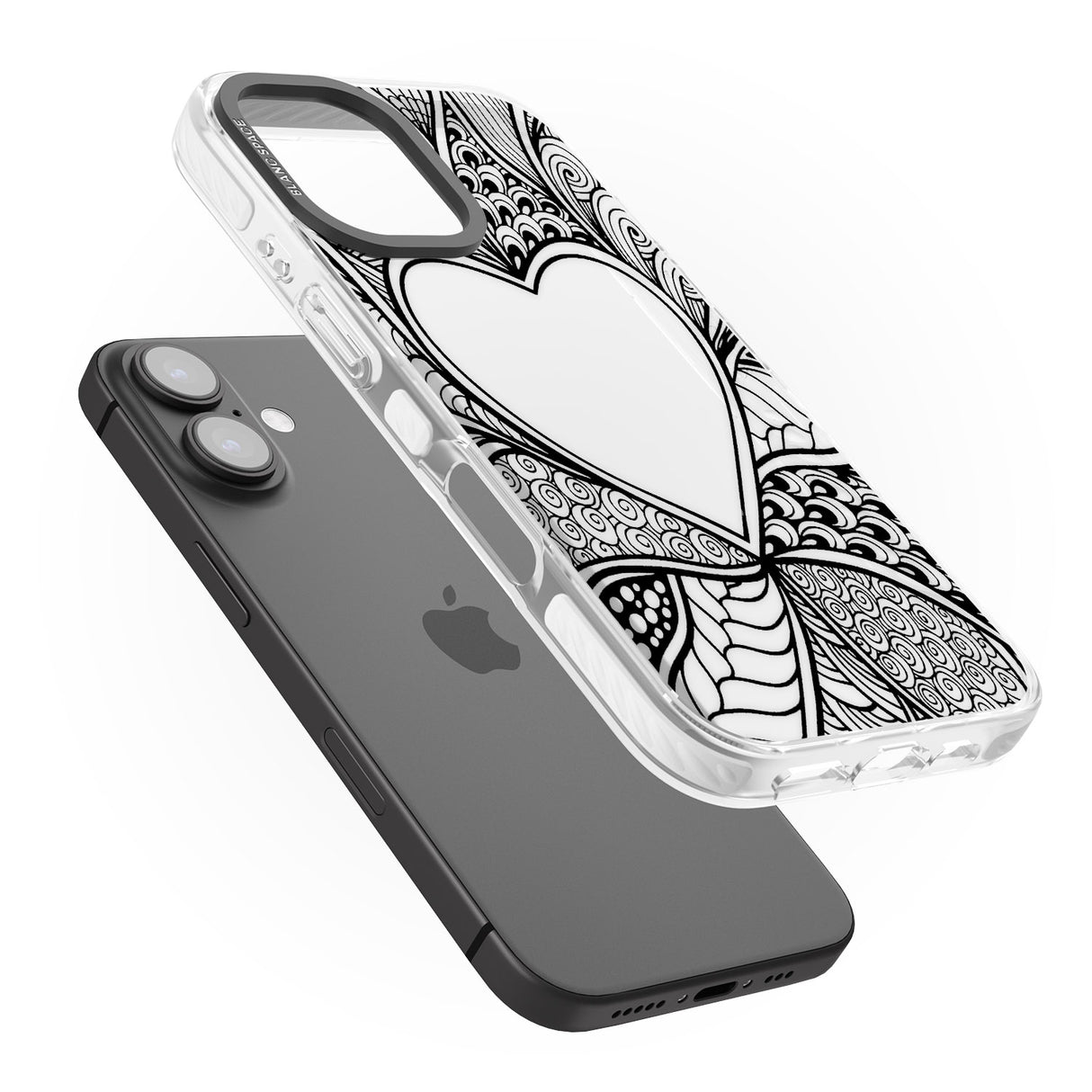 iPhone 16 Pro Max Black Henna Heart Black Impact Phone Case