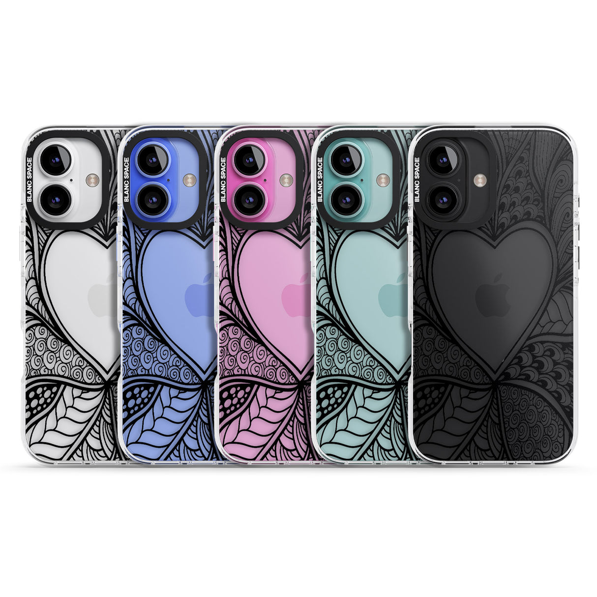 iPhone 16 Pro Max Black Henna Heart Black Impact Phone Case