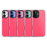 iPhone 16 Pro Max Neon Pink & Red Houndstooth Pattern Black Impact Phone Case