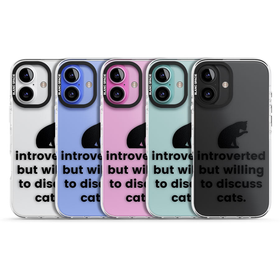 Introverted But Willing To Discuss Cats Impact Phone Case for iPhone 16, iPhone 16 Plus