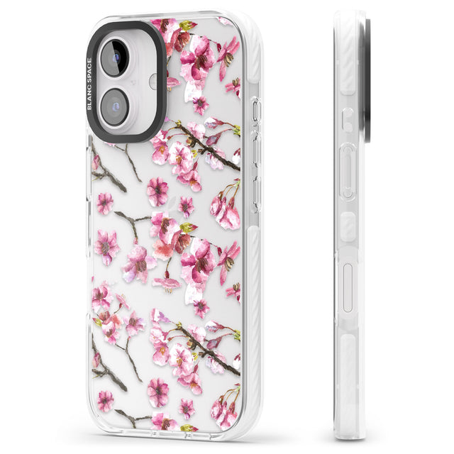 iPhone 16 Pro Max Sakura Watercolour Black Impact Phone Case