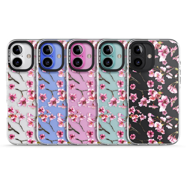 iPhone 16 Pro Max Sakura Watercolour Black Impact Phone Case