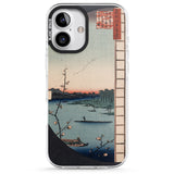 iPhone 16 Pro Max Vintage Japanese Illustrations Lake At Sunset Black Impact Phone Case