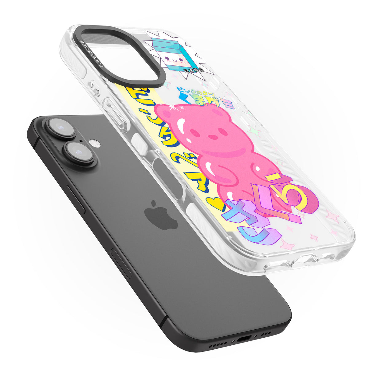 iPhone 16 Pro Max Kawaii Pink Bear Collage Clear Impact Phone Case + Magsafe