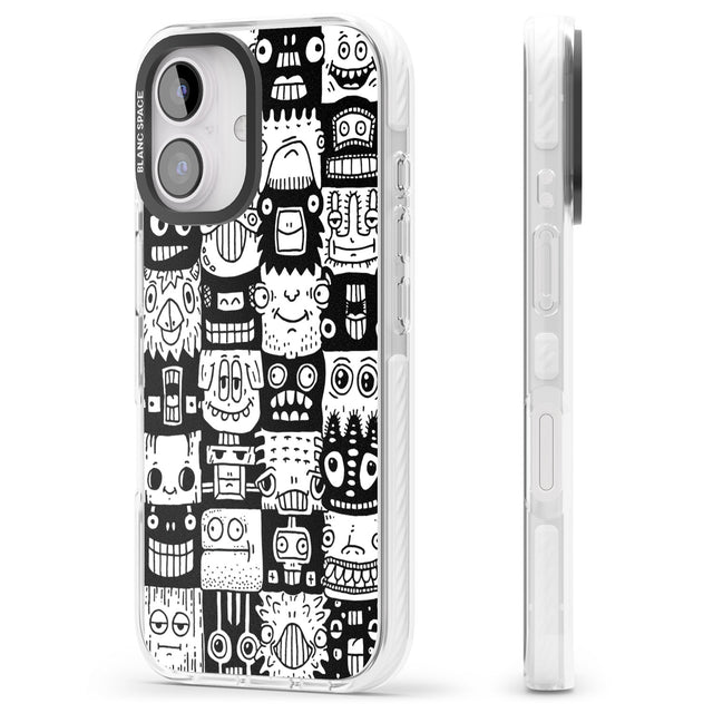 iPhone 16 Pro Max Checkerboard Heads Black Impact Phone Case