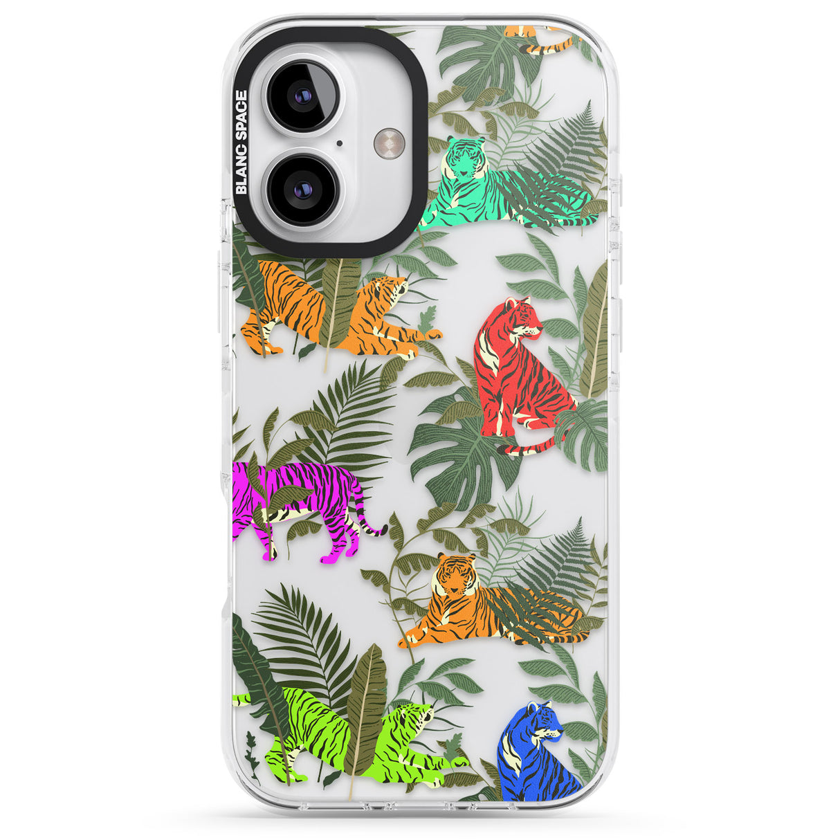 iPhone 16 Pro Max Colourful Tiger Jungle Cat Pattern Black Impact Phone Case