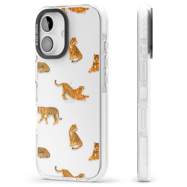 iPhone 16 Pro Max Clear Tiger Jungle Cat Pattern Black Impact Phone Case