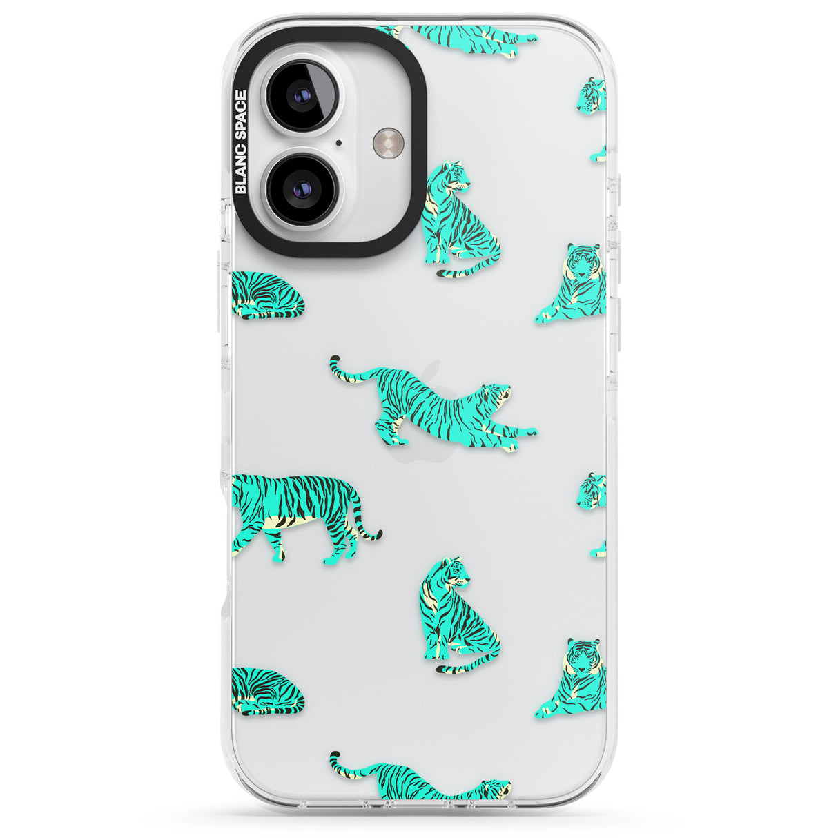 iPhone 16 Pro Max Turquoise Tiger Jungle Cat Pattern Black Impact Phone Case