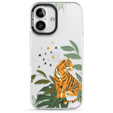 iPhone 16 Pro Max Large Tiger Clear Jungle Cat Pattern Black Impact Phone Case