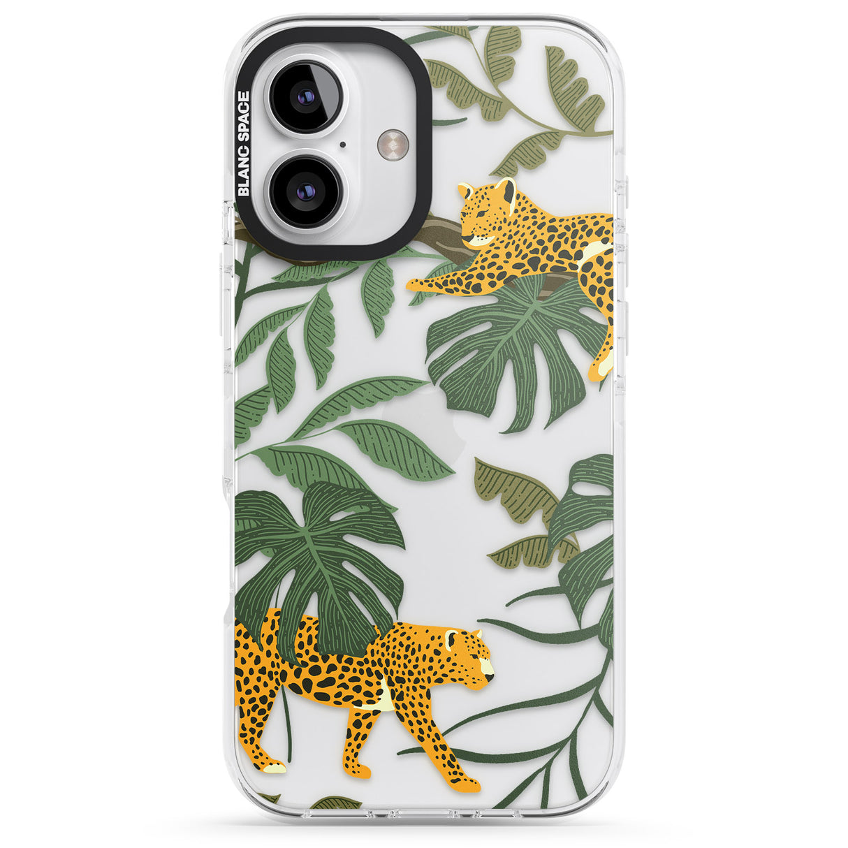 iPhone 16 Pro Max Two Jaguars & Foliage Jungle Cat Pattern Black Impact Phone Case