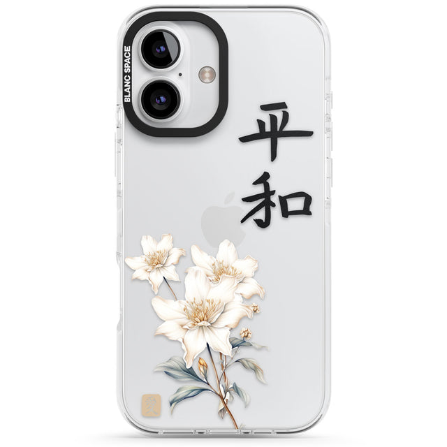 Peace and Flowers Impact Phone Case for iPhone 16, iPhone 16 Plus