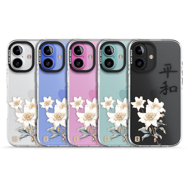 Peace and Flowers Impact Phone Case for iPhone 16, iPhone 16 Plus