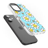 iPhone 16 Pro Max Daisy Faces Kawaii Pattern Black Impact Phone Case