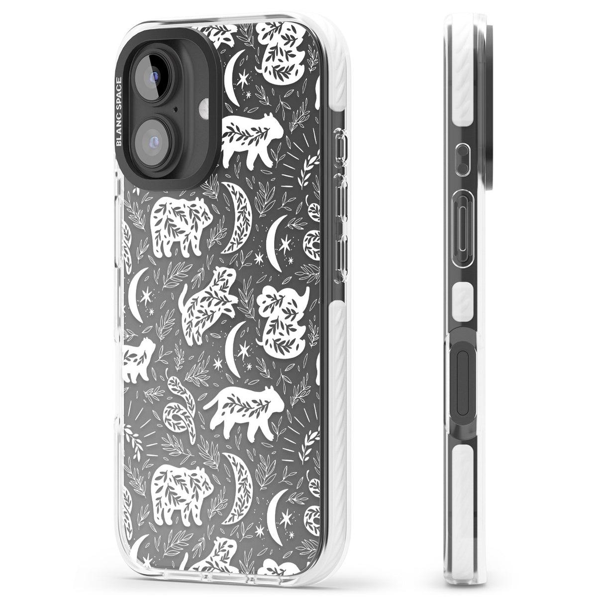 iPhone 16 Pro Max Forest Animal Silhouettes: White/Clear Black Impact Phone Case