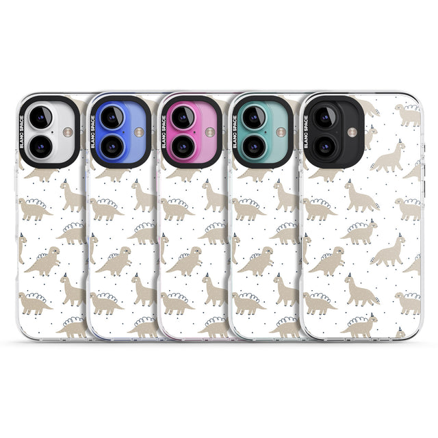 iPhone 16 Pro Max Adorable Dinosaurs Pattern Black Impact Phone Case