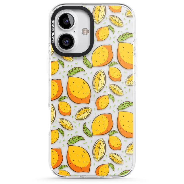 iPhone 16 Pro Max Lemon Pattern Black Impact Phone Case