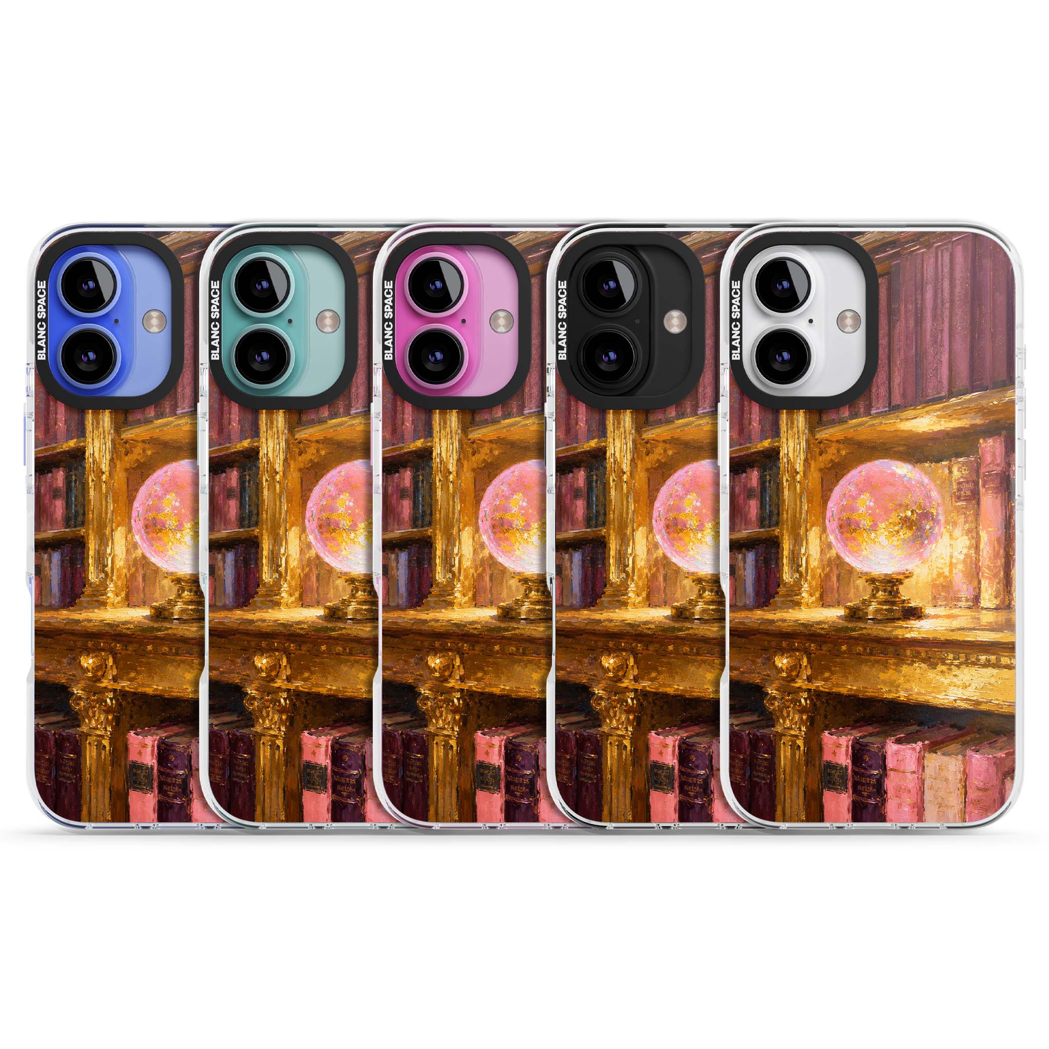 Gilded Library dark academia iPhone case featuring an oil painted crystal ball on a gilded library shelf with vintage | Clear Impact case for iPhone 16, iPhone 16 Plus