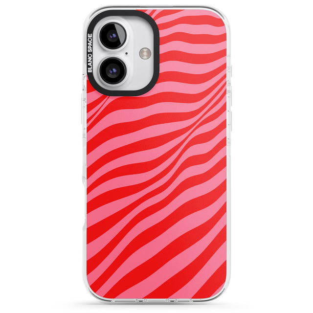 iPhone 16 Pro Max Pink & Red Distorted Line Black Impact Phone Case