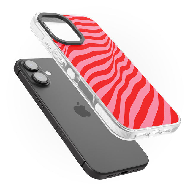 iPhone 16 Pro Max Pink & Red Distorted Line Black Impact Phone Case