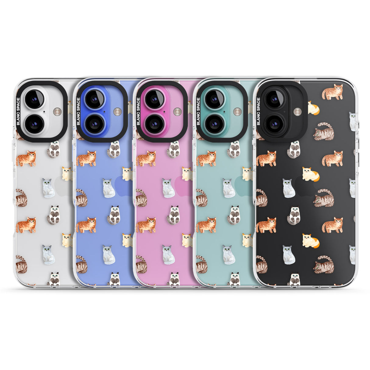 iPhone 16 Pro Max Cute Cat Pattern - Clear Black Impact Phone Case