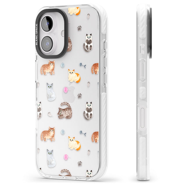 iPhone 16 Pro Max Cats with Toys - Clear Black Impact Phone Case