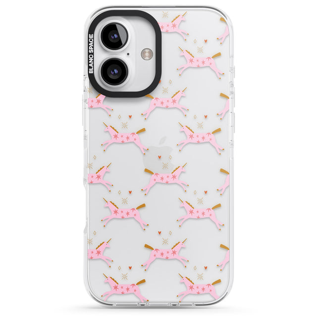 iPhone 16 Pro Max Pink Unicorns Black Impact Phone Case