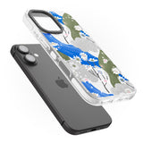 iPhone 16 Pro Max Blue & Grey Daisies Pattern Black Impact Phone Case