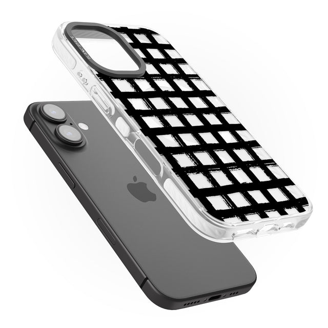 iPhone 16 Pro Max Messy Black Grid - Clear Black Impact Phone Case