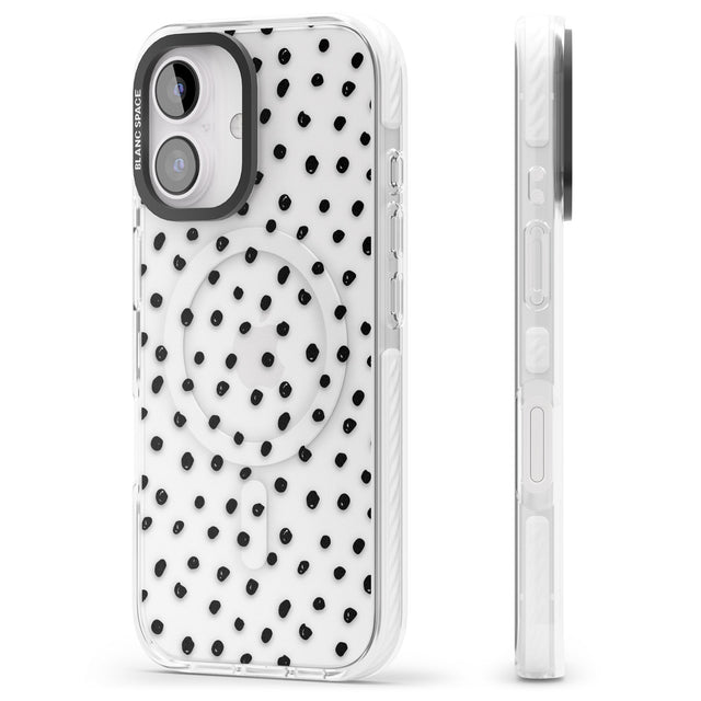 iPhone 16 Pro Max Messy Black Dot Pattern Black Impact Phone Case