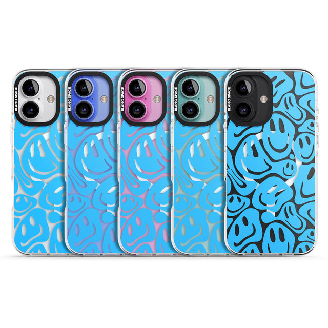 iPhone 16 Pro Max Blue Acid Faces Black Impact Phone Case