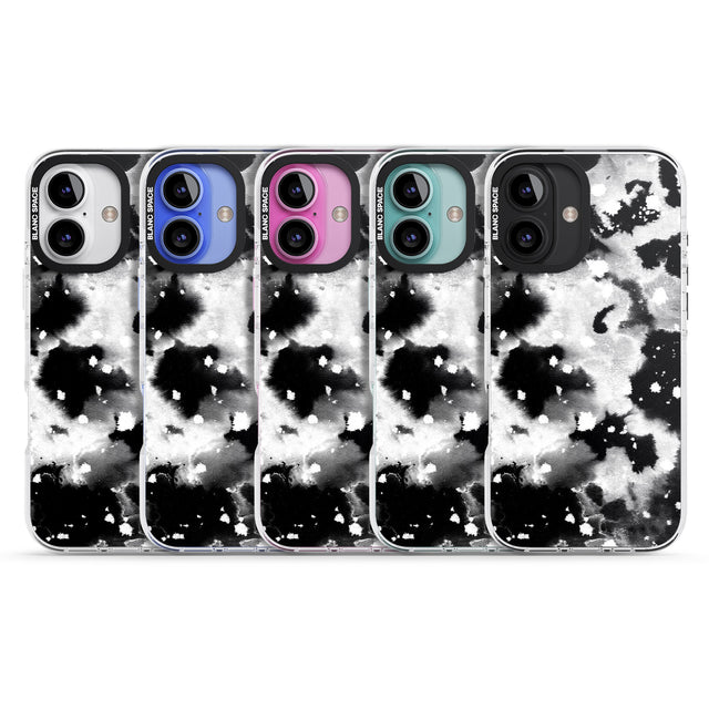 iPhone 16 Pro Max Black & White Acid Wash Tie-Dye Pattern Black Impact Phone Case